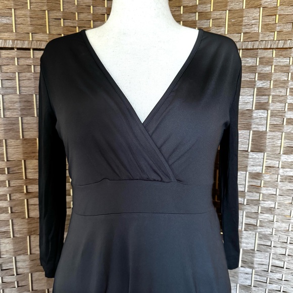 NWT black stretch knit Poseshe maxi dress L - Picture 3 of 13